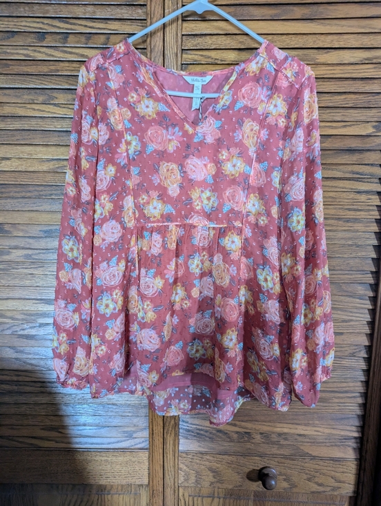 Matilda Jane Tops - Matilda Jane NWT Floral V-Neck Long Sleeve Peasant Top  Floral Size Medium Woman